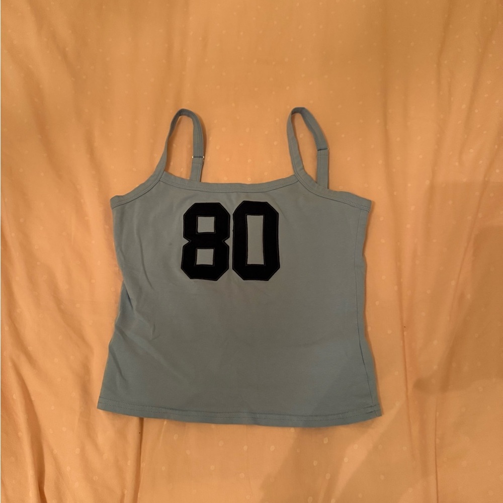 Women's Blue Tank Top with Black Number